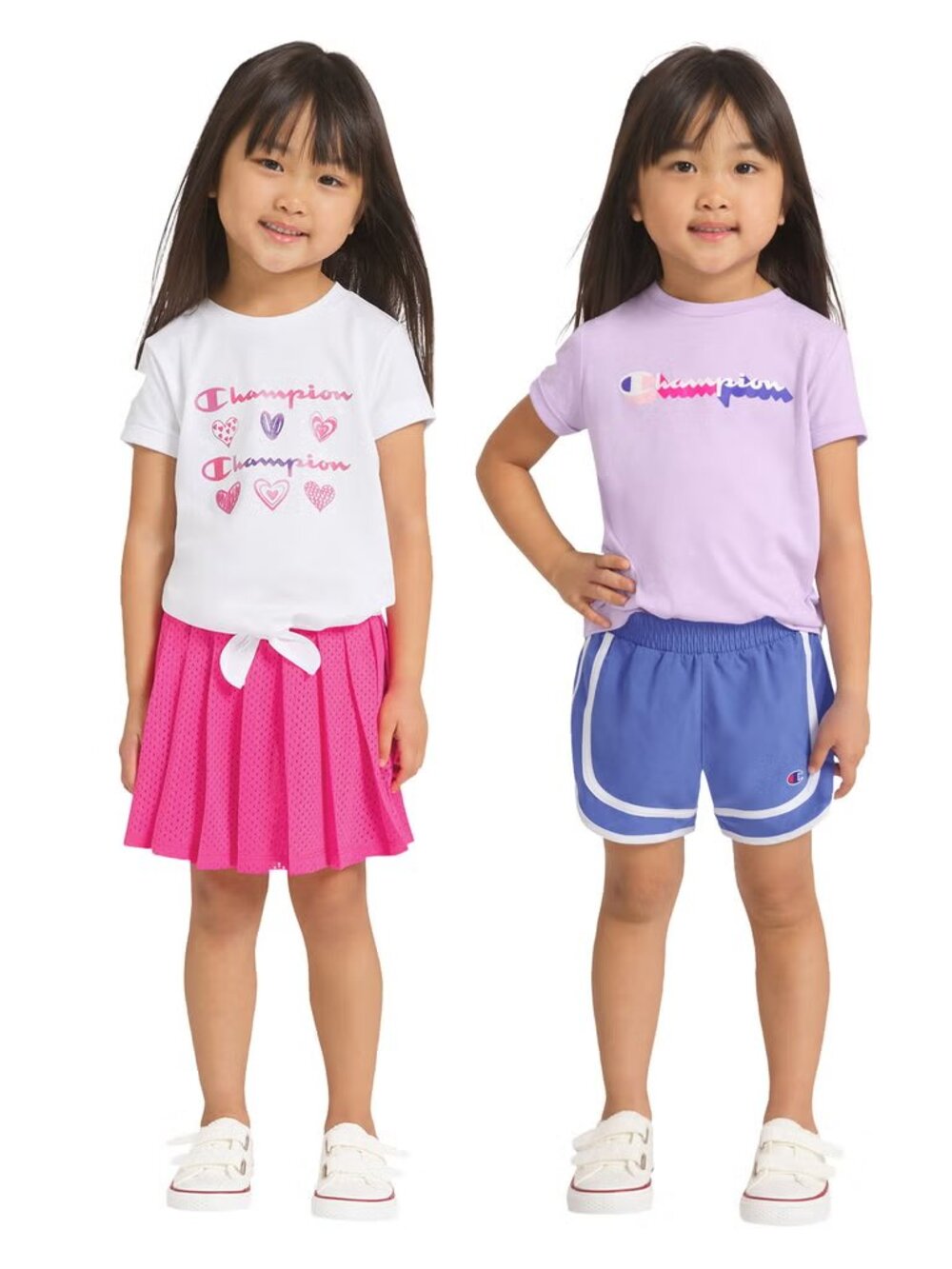 Champion Girls 4 Piece Skort Shorts T-Shirt Activewear Set Pink NWT
